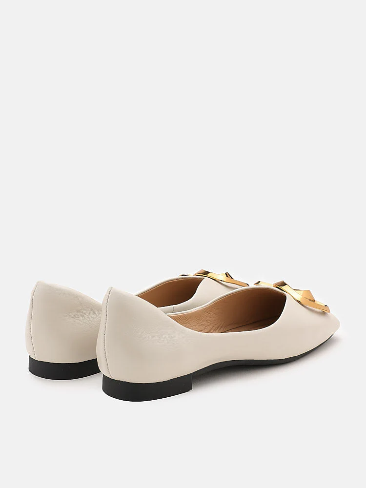 Kaori Gold Buckle Covered Flats - Image 6