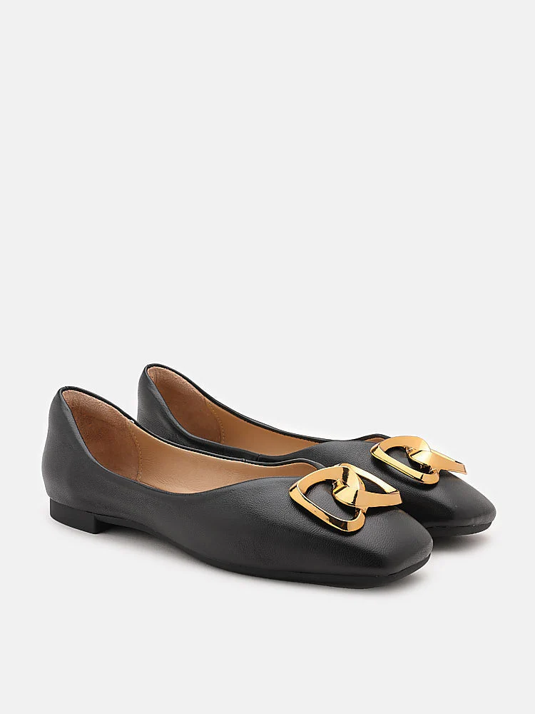 Kaori Gold Buckle Covered Flats - Image 7