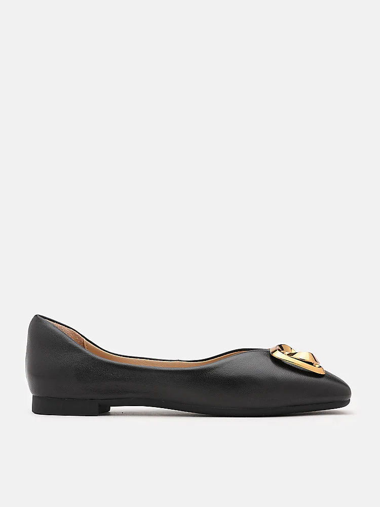 Kaori Gold Buckle Covered Flats - Image 9