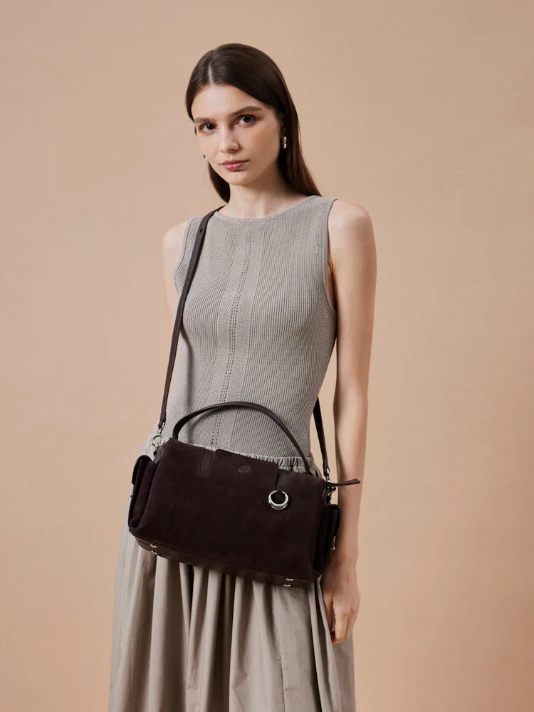 Sevila Suede Leather Satchel - Image 12