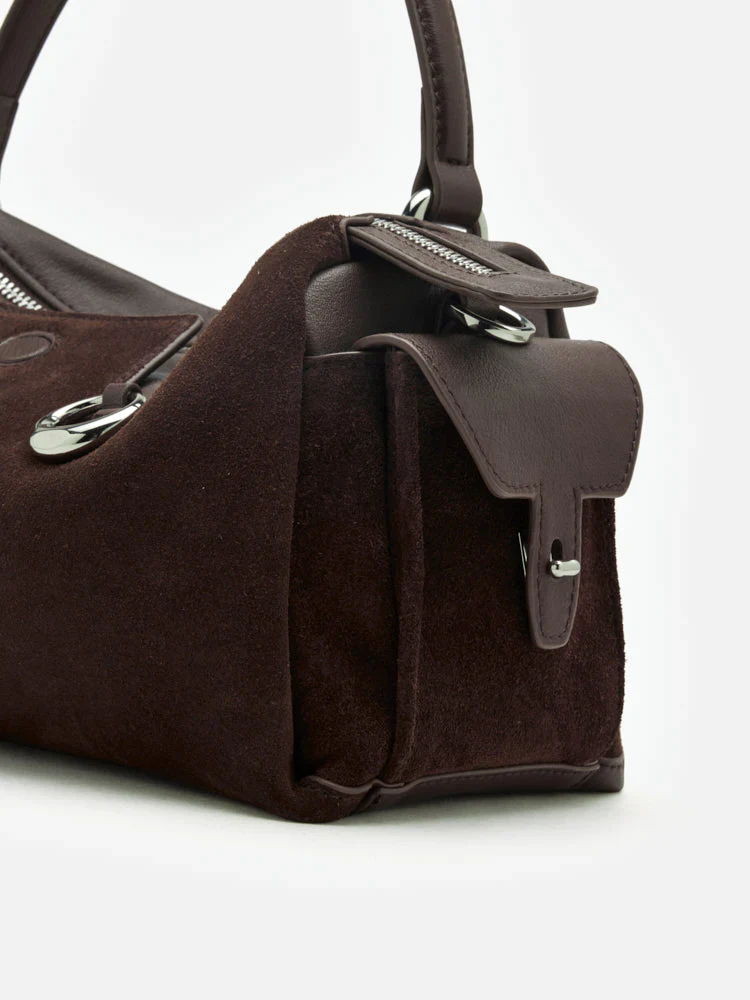 Sevila Suede Leather Satchel - Image 15
