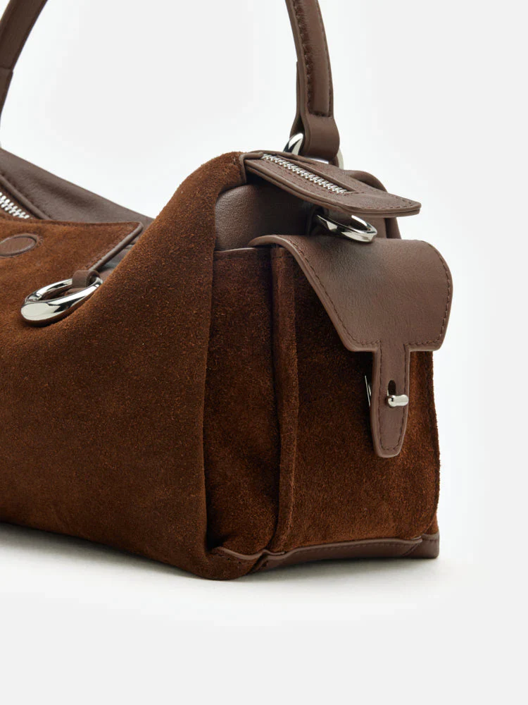 Sevila Suede Leather Satchel - Image 7