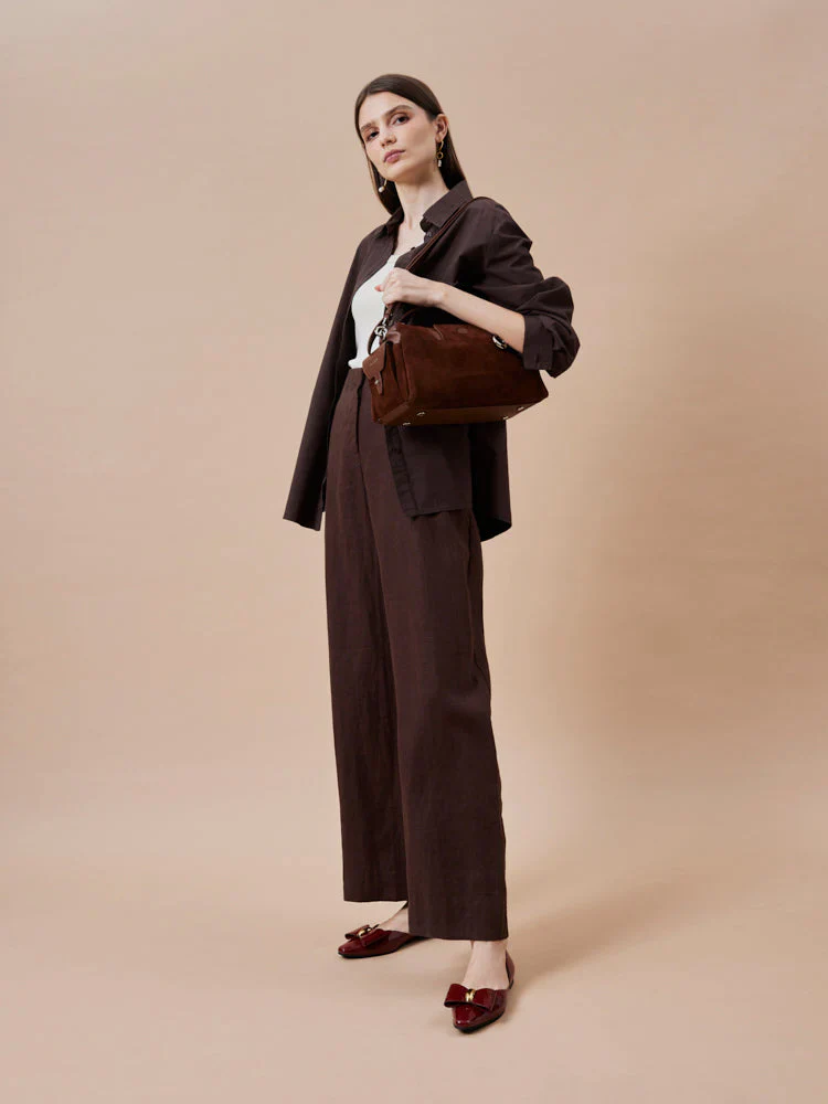 Sevila Suede Leather Satchel - Image 9