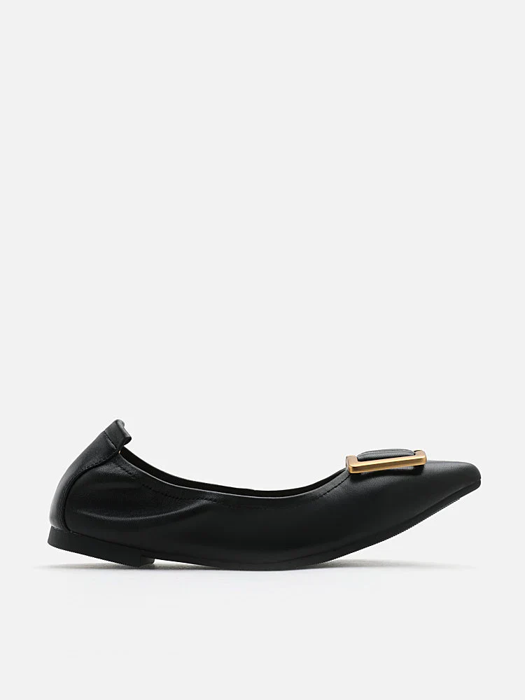 Harper Gold Buckled Pointed-Toe Flats - Image 13