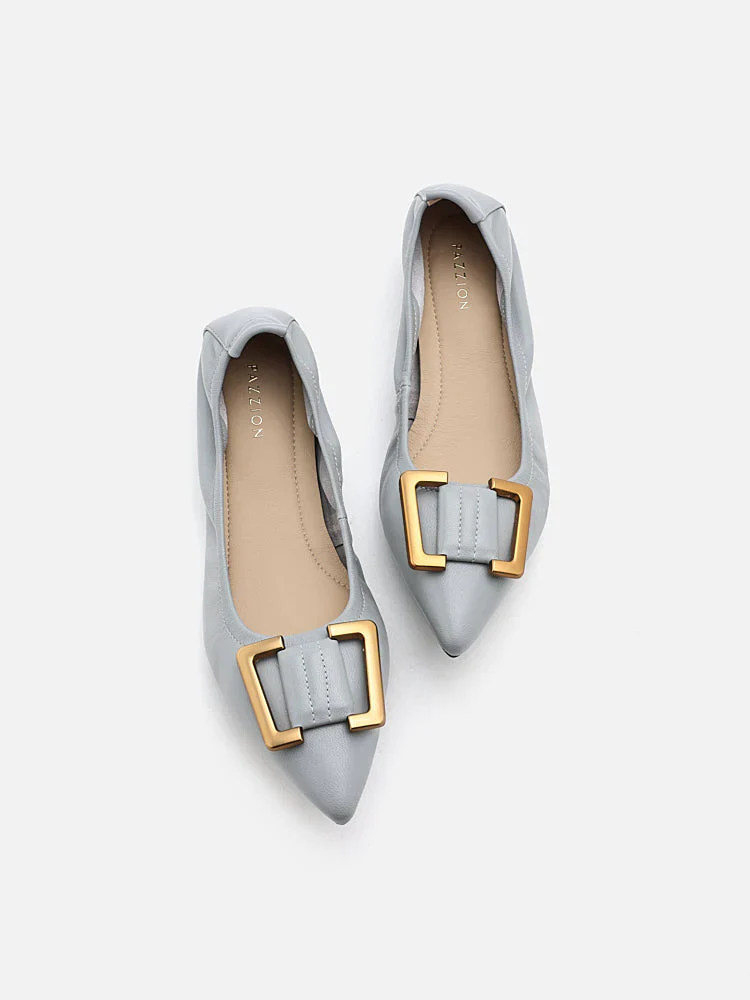 Harper Gold Buckled Pointed-Toe Flats - Image 8