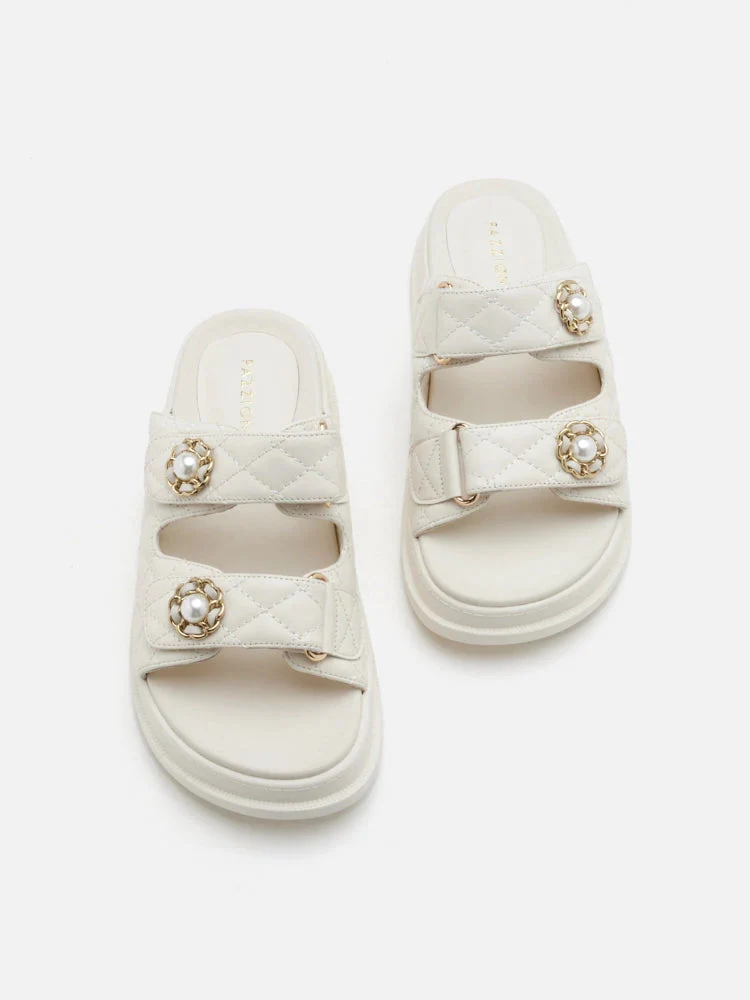 Leia Embellished Quilted Slides - Image 13