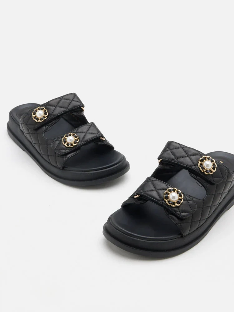 Leia Embellished Quilted Slides - Image 3