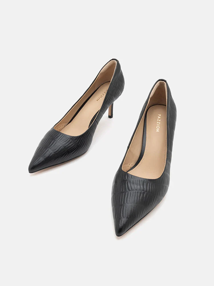 Adrianna Embossed Leather Heels - Image 10