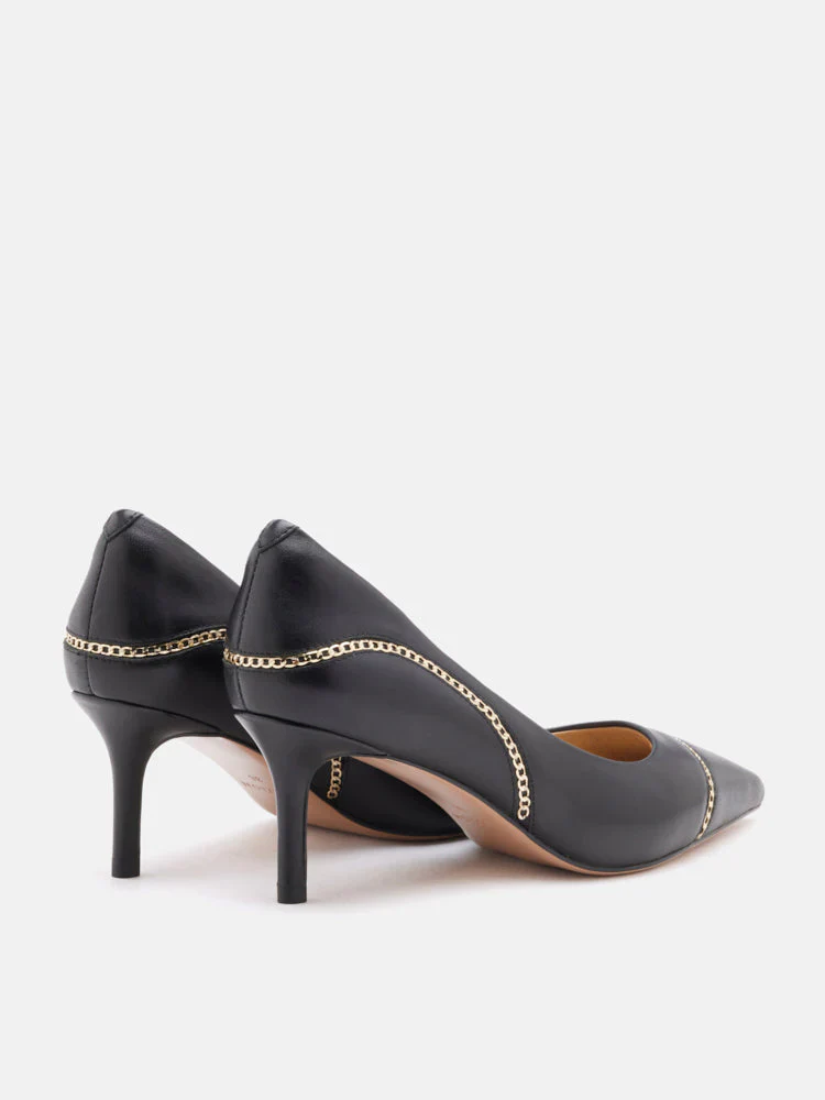 Viv Chain-Trimmed Pointed Leather Heels - Image 14