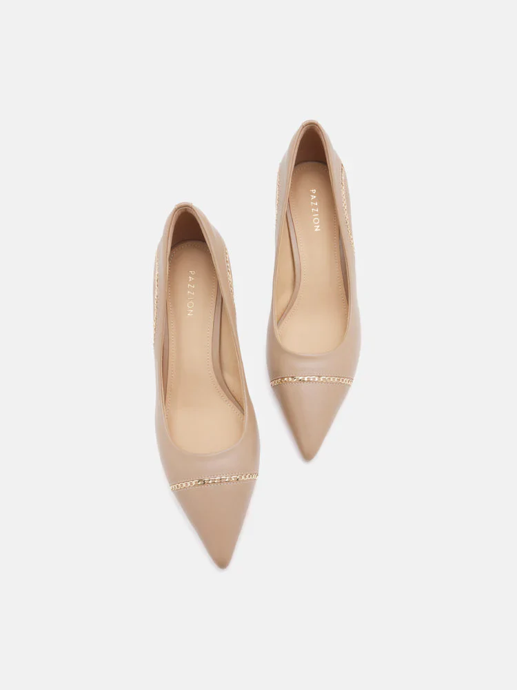 Viv Chain-Trimmed Pointed Leather Heels - Image 6