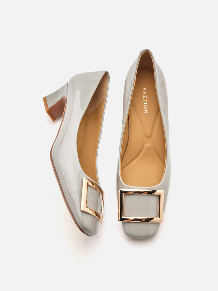 Yvette Buckle Square-Toe Pump Heels - Image 10