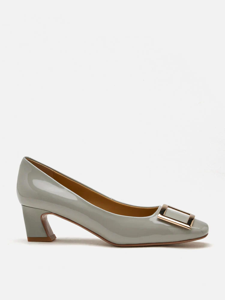 Yvette Buckle Square-Toe Pump Heels - Image 12