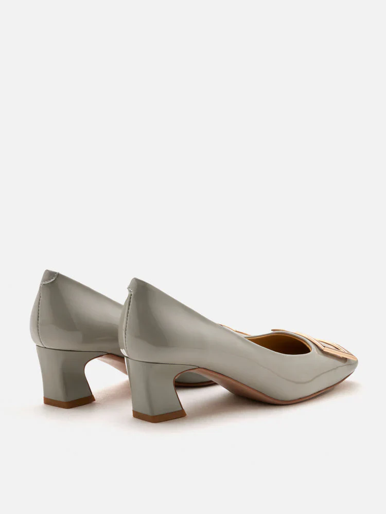 Yvette Buckle Square-Toe Pump Heels - Image 14