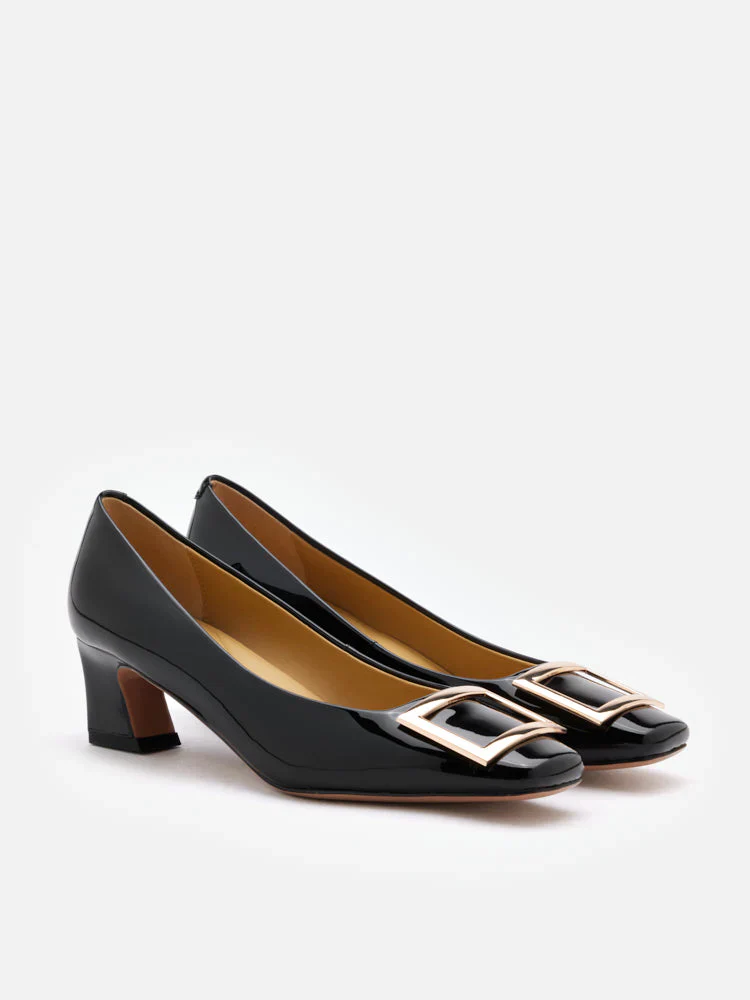 Yvette Buckle Square-Toe Pump Heels - Image 15