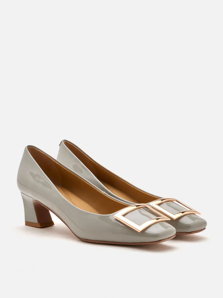 Yvette Buckle Square-Toe Pump Heels - Image 7