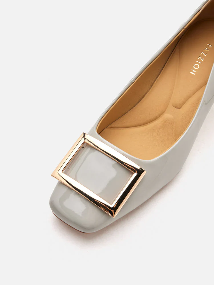 Yvette Buckle Square-Toe Pump Heels - Image 9